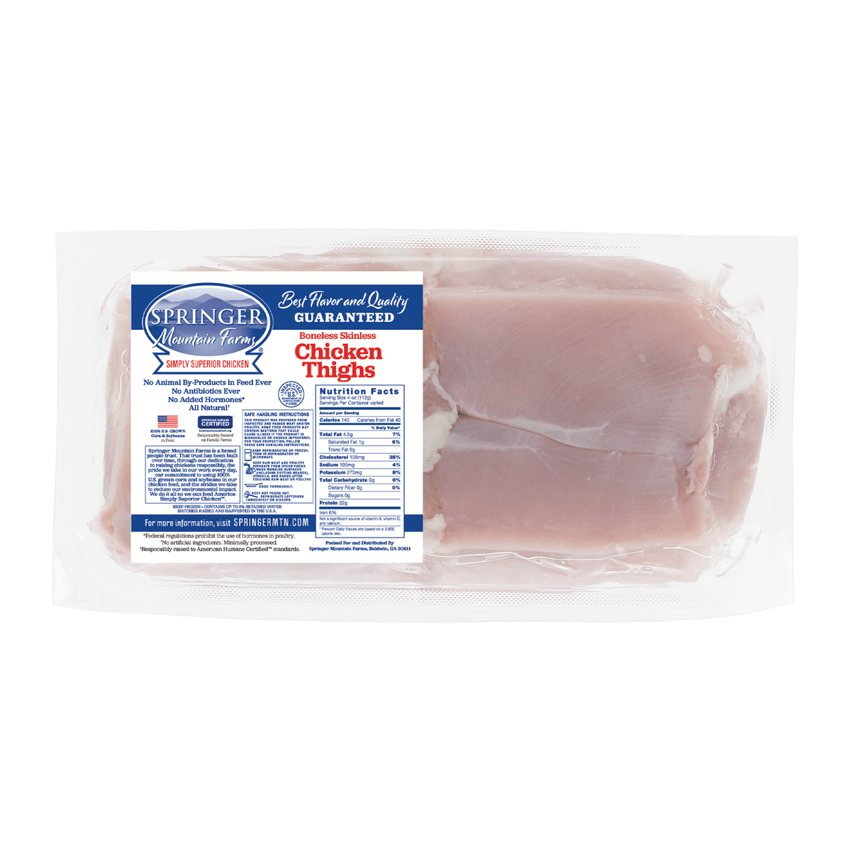 Springer Mountain Farms Boneless Skinless Chicken Thighs