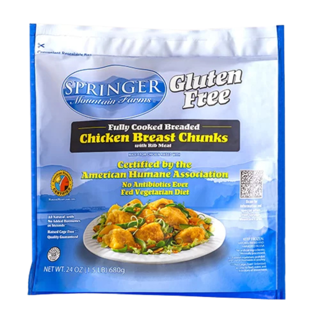 S Ringer Chicken Springer Mountain Farms Gluten Free Chicken Breast Chunks - Feed the Party