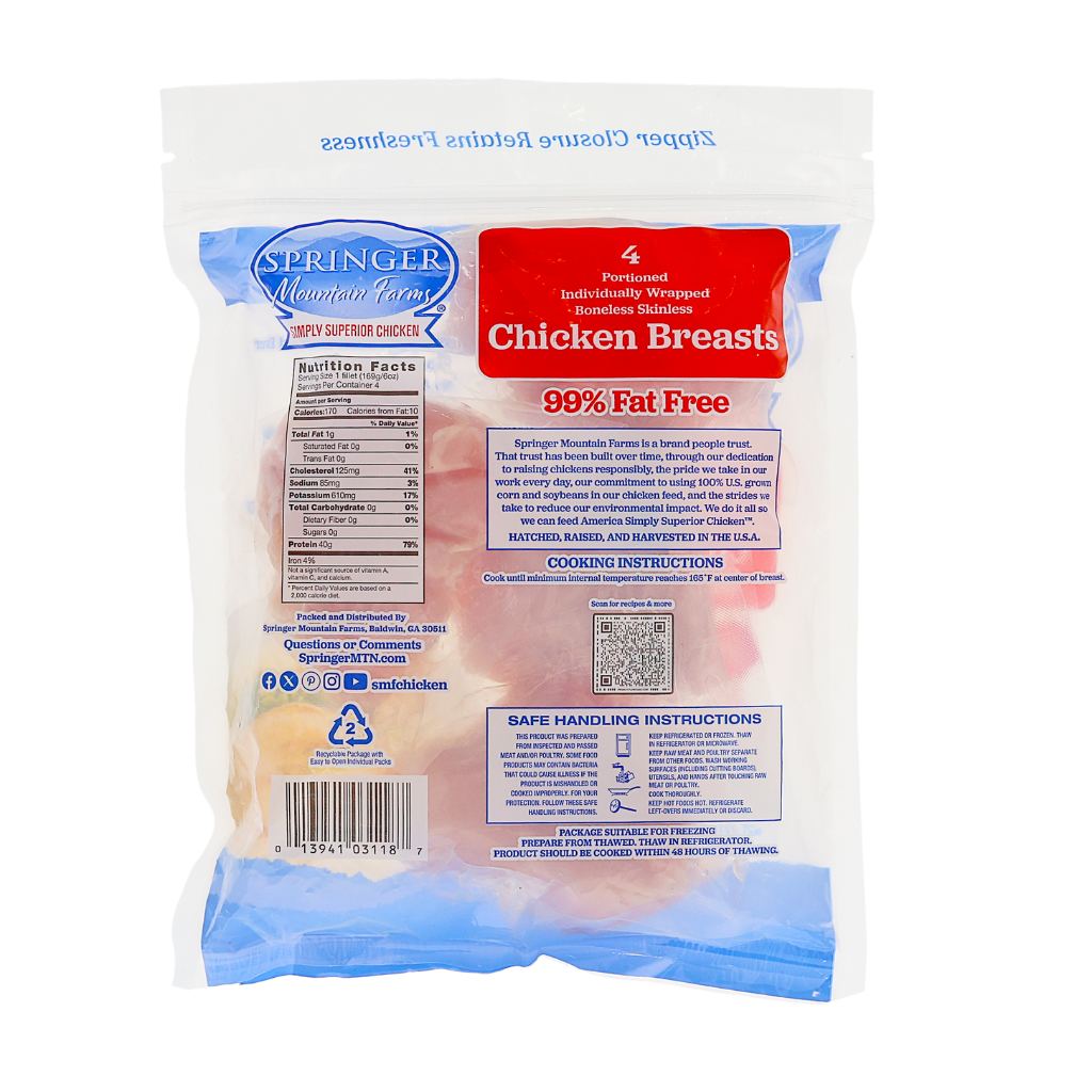 Springer Mountain Farms Individually Wrapped 6 oz. Boneless Chicken Breasts